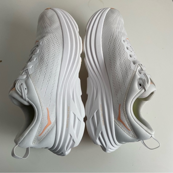Hoka One One Bondi 8 Womens Size 9.5B White Cantaloupe Sneakers 1127952WLP - Picture 6 of 10